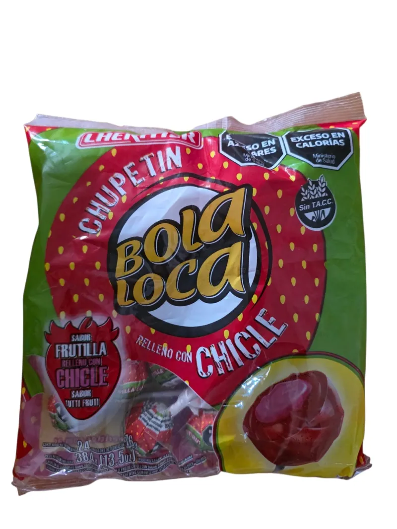 Chupetin Bola Loca Frutilla x 24